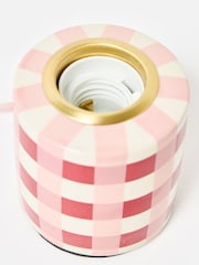 Oliver Bonas Burgundy Rasa Chequered Ceramic Desk & Table Lamp Base - Image 4 of 4