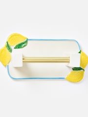 Oliver Bonas Cream Lemon Ceramic Toilet Roll Holder - Image 1 of 5