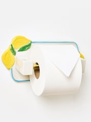 Oliver Bonas Cream Lemon Ceramic Toilet Roll Holder - Image 4 of 5