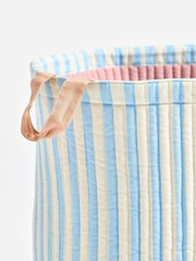 Oliver Bonas Blue Striped Fabric Storage Basket - Image 4 of 5
