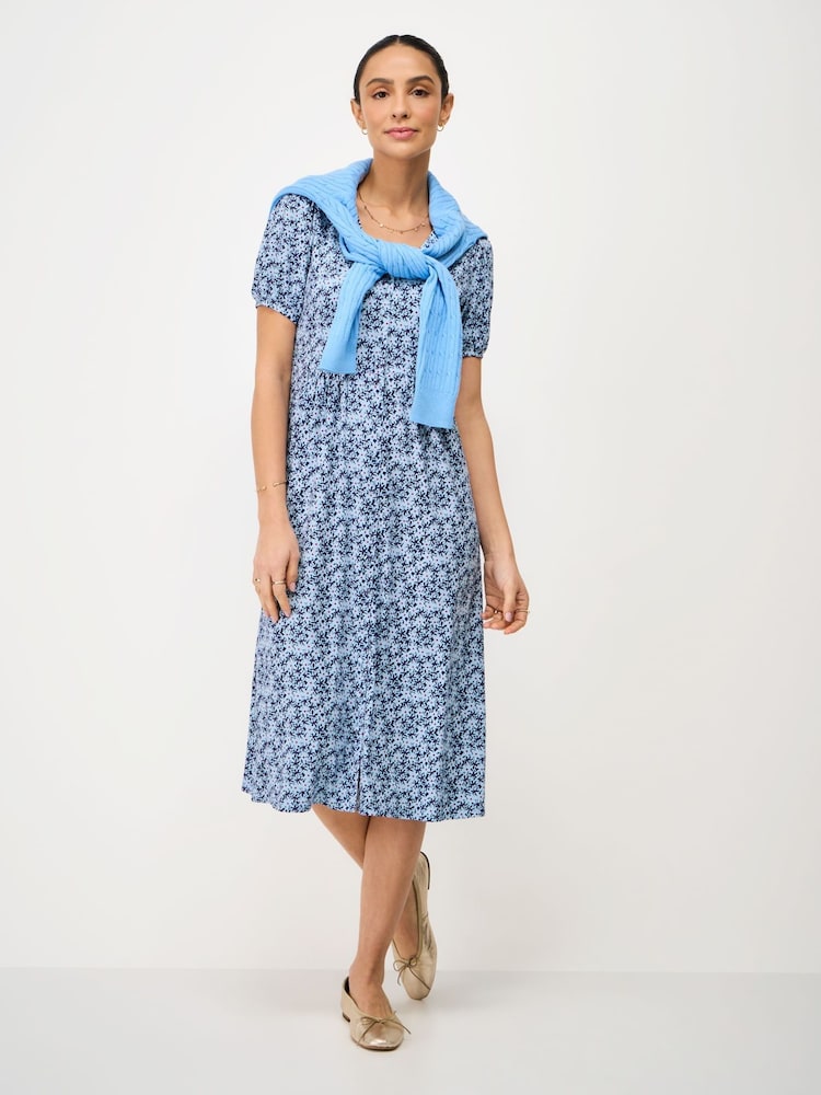 Crew Clothing Light Blue Kiki Button-Through Jersey Dress - Image 1 of 5 Crew Clothing Light Blue Kiki Button-Through Jersey Dress - Image 1 of 5