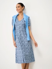 Crew Clothing Light Blue Kiki Button-Through Jersey Dress - Image 3 of 5