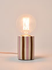 Oliver Bonas Brown Rasa Chequered Ceramic Desk & Table Lamp Base - Image 2 of 4