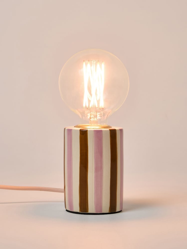 Oliver Bonas Brown Rasa Chequered Ceramic Desk & Table Lamp Base - Image 2 of 4