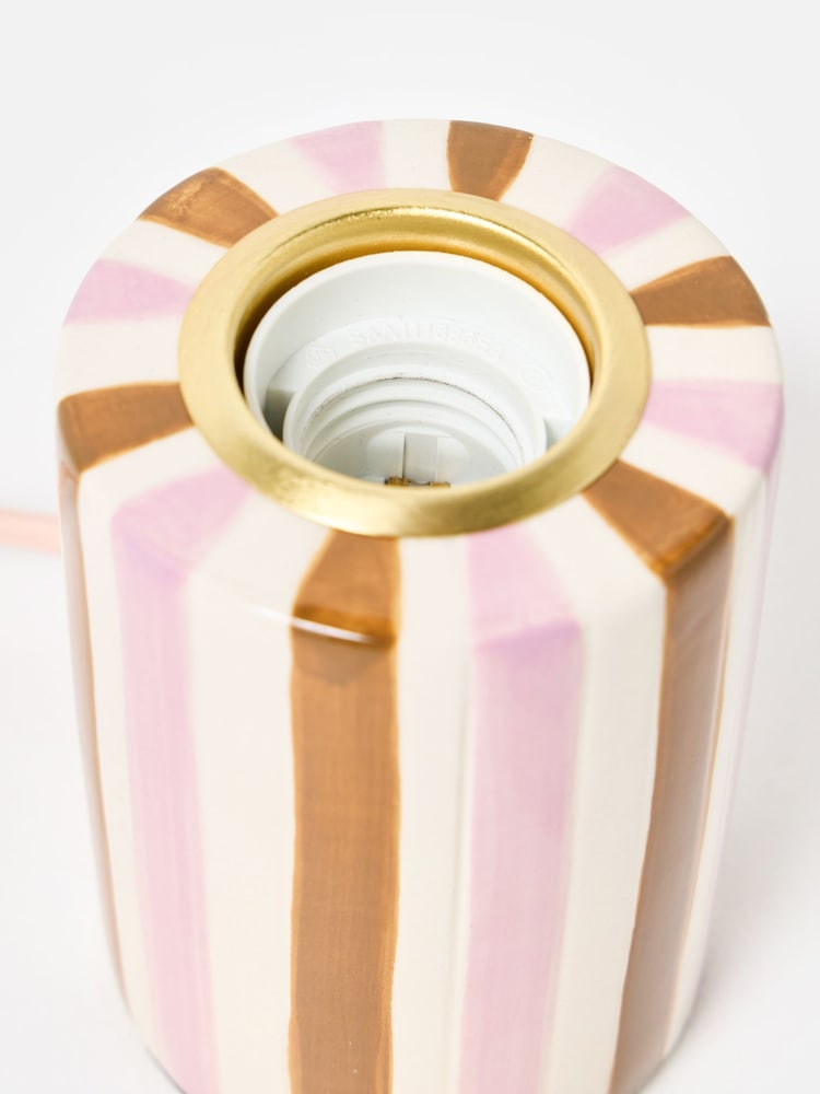 Oliver Bonas Brown Rasa Chequered Ceramic Desk & Table Lamp Base - Image 4 of 4