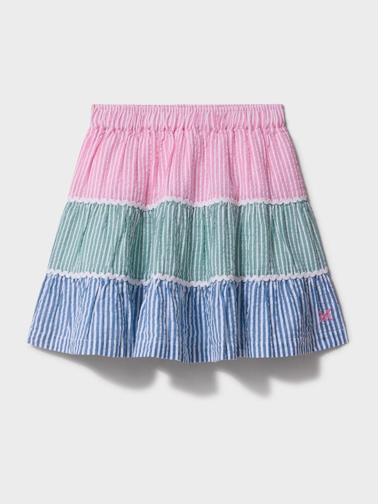 Crew Clothing Green Panelled Ricrac Ribbon Trim Skirt - Image 1 of 3 Crew Clothing Green Panelled Ricrac Ribbon Trim Skirt - Image 1 of 3