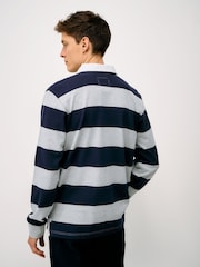 Crew Clothing Grey Heritage Stripe Rugby Shirt - Image 2 of 5