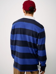 Crew Clothing Blue Heritage Stripe Rugby Shirt - Image 2 of 5
