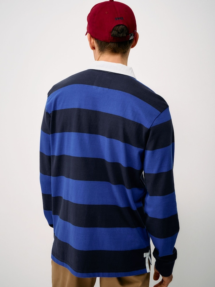 Crew Clothing Blue Heritage Stripe Rugby Shirt - Image 2 of 5 Crew Clothing Blue Heritage Stripe Rugby Shirt - Image 2 of 5