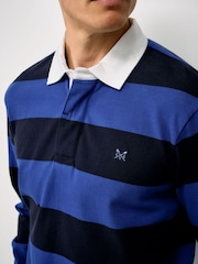 Crew Clothing Blue Heritage Stripe Rugby Shirt - Image 4 of 5