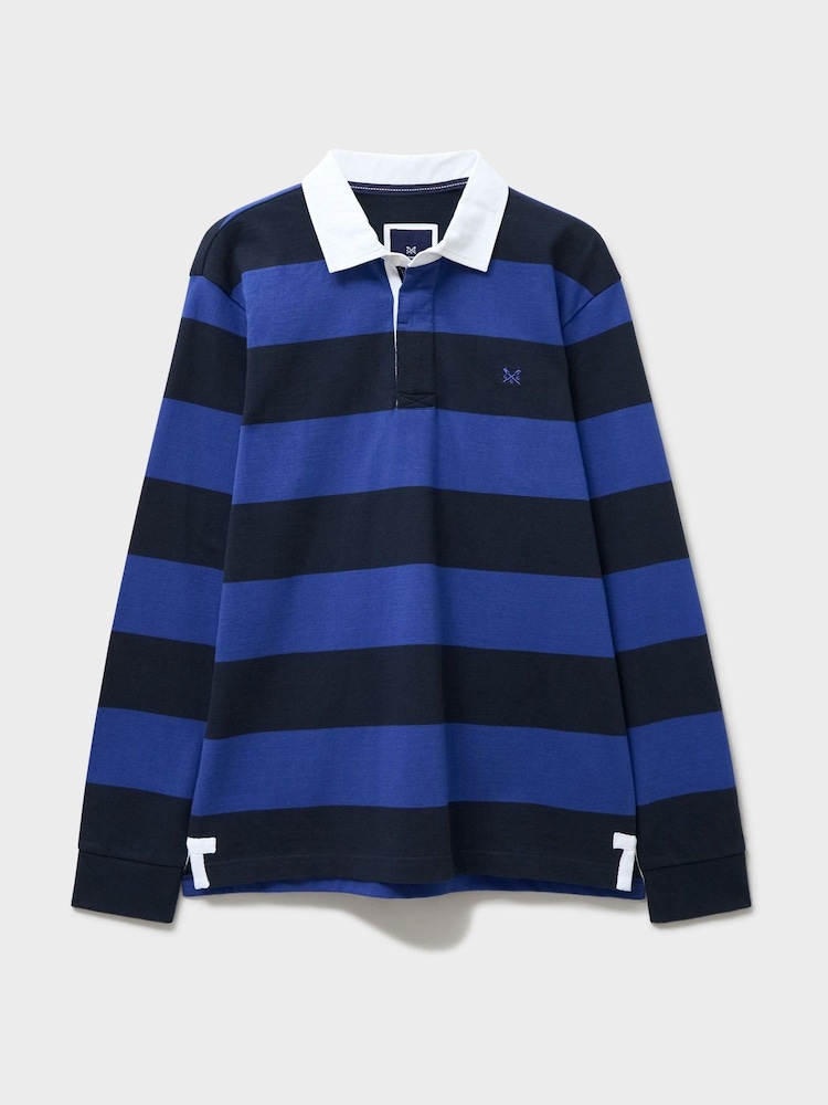 Crew Clothing Blue Heritage Stripe Rugby Shirt - Image 5 of 5 Crew Clothing Blue Heritage Stripe Rugby Shirt - Image 5 of 5
