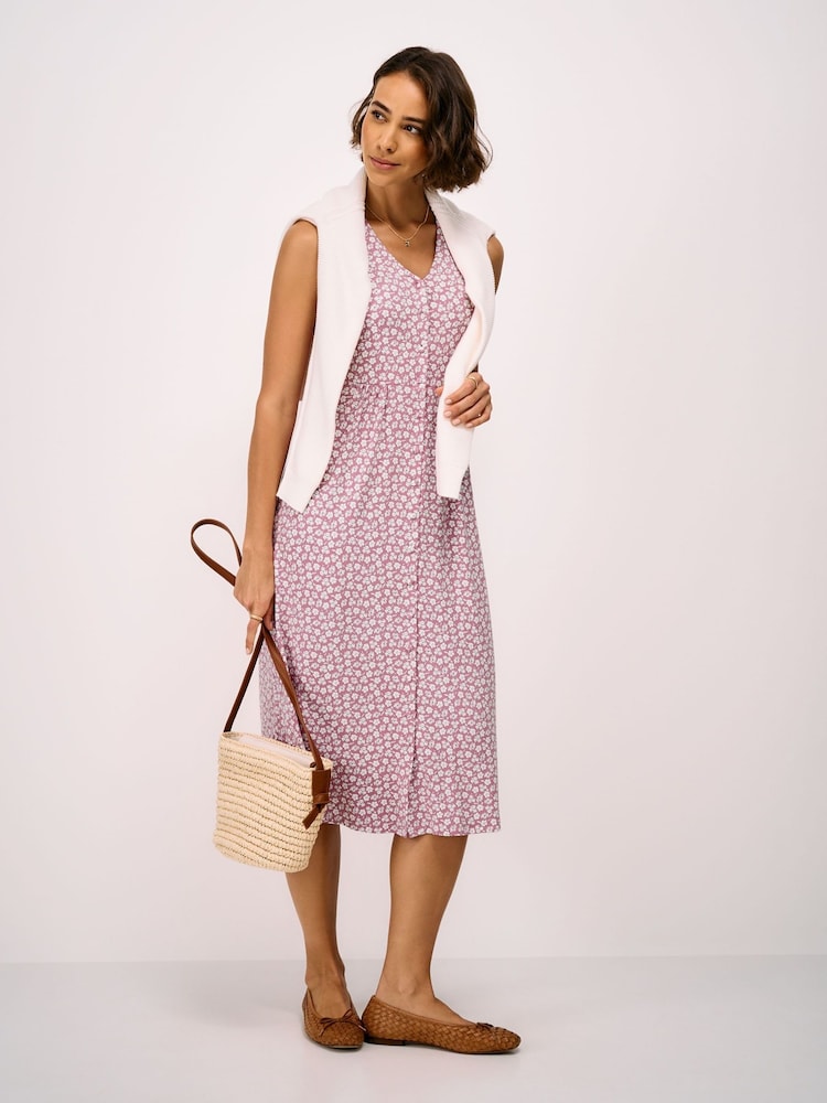 Crew Clothing Pink Alyssa Sleeveless Jersey Dress - Image 1 of 5 Crew Clothing Pink Alyssa Sleeveless Jersey Dress - Image 1 of 5