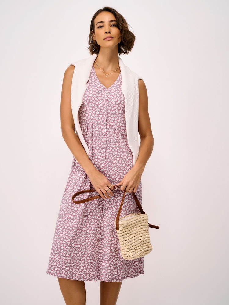 Crew Clothing Pink Alyssa Sleeveless Jersey Dress - Image 2 of 5 Crew Clothing Pink Alyssa Sleeveless Jersey Dress - Image 2 of 5
