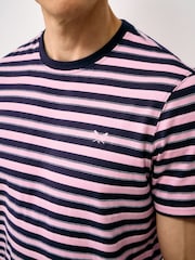 Crew Clothing Blue Birdseye Jacquard Cotton T-Shirt - Image 4 of 5