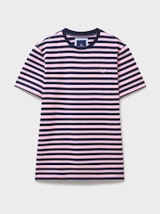 Crew Clothing Blue Birdseye Jacquard Cotton T-Shirt - Image 5 of 5