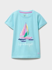 Crew Clothing Blue Cotton Graphic T-Shirt - Image 1 of 3