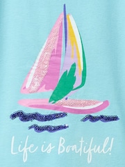 Crew Clothing Blue Cotton Graphic T-Shirt - Image 3 of 3