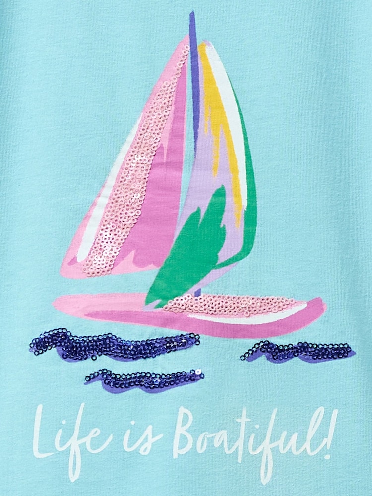 Crew Clothing Blue Cotton Graphic T-Shirt - Image 3 of 3 Crew Clothing Blue Cotton Graphic T-Shirt - Image 3 of 3