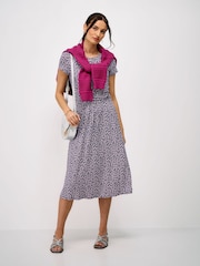 Crew Clothing Blue Lucy Short Sleeve Jersey Midi Dress - Image 1 of 5