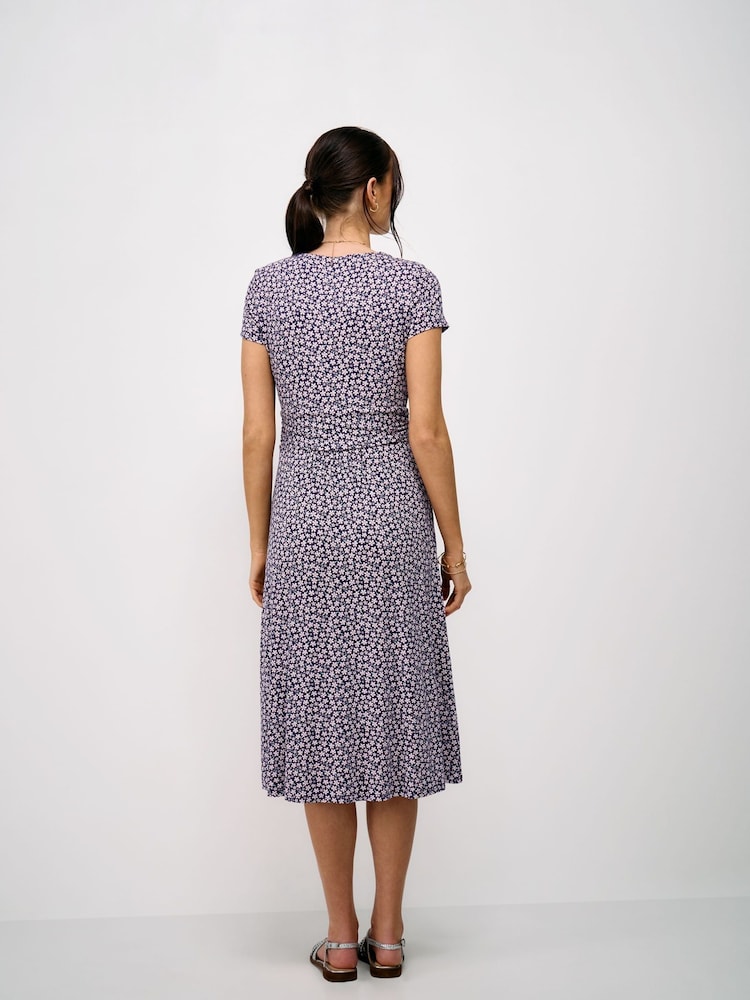 Crew Clothing Blue Lucy Short Sleeve Jersey Midi Dress - Image 2 of 5