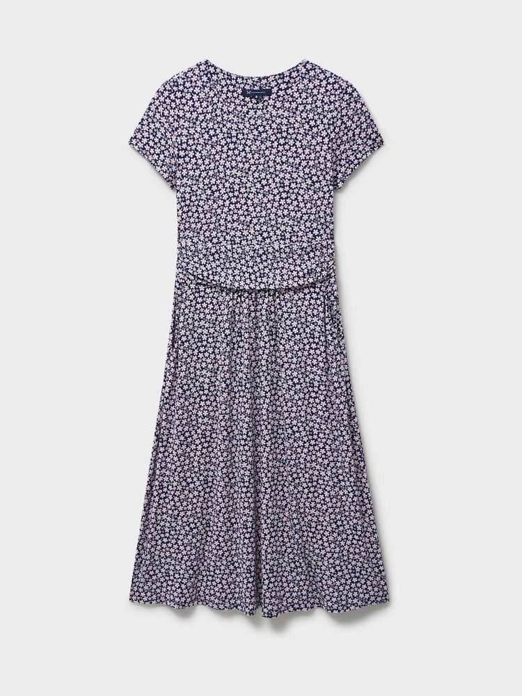 Crew Clothing Blue Lucy Short Sleeve Jersey Midi Dress - Image 5 of 5