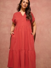 Evans Orange Cotton Midi Dress - Image 2 of 3
