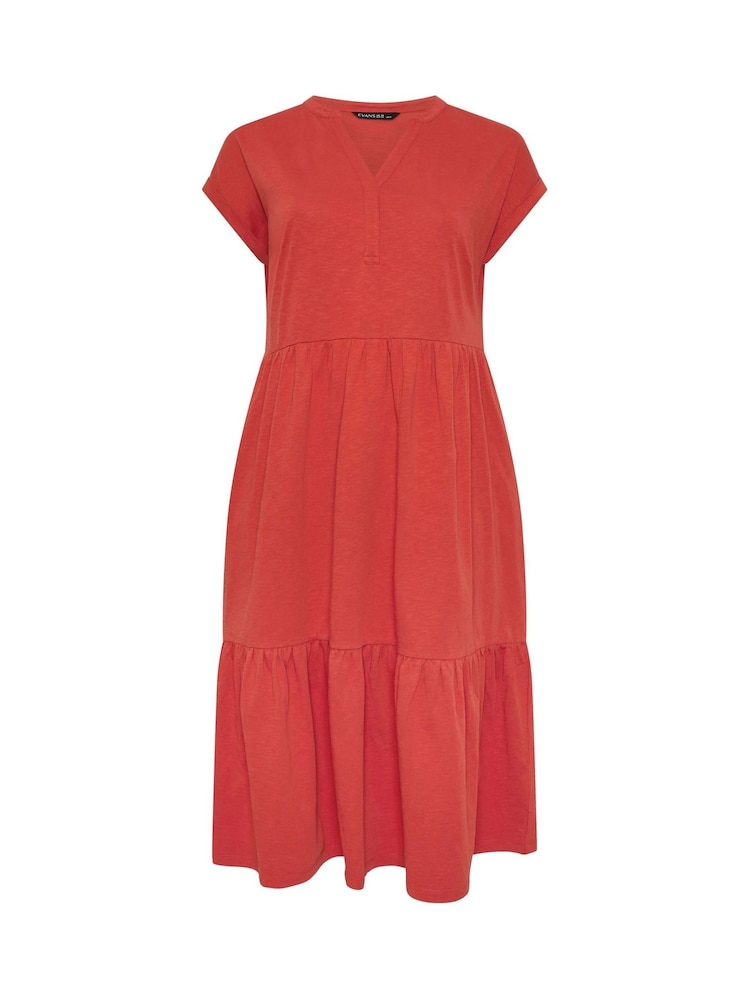 Evans Orange Cotton Midi Dress - Image 3 of 3 Evans Orange Cotton Midi Dress - Image 3 of 3