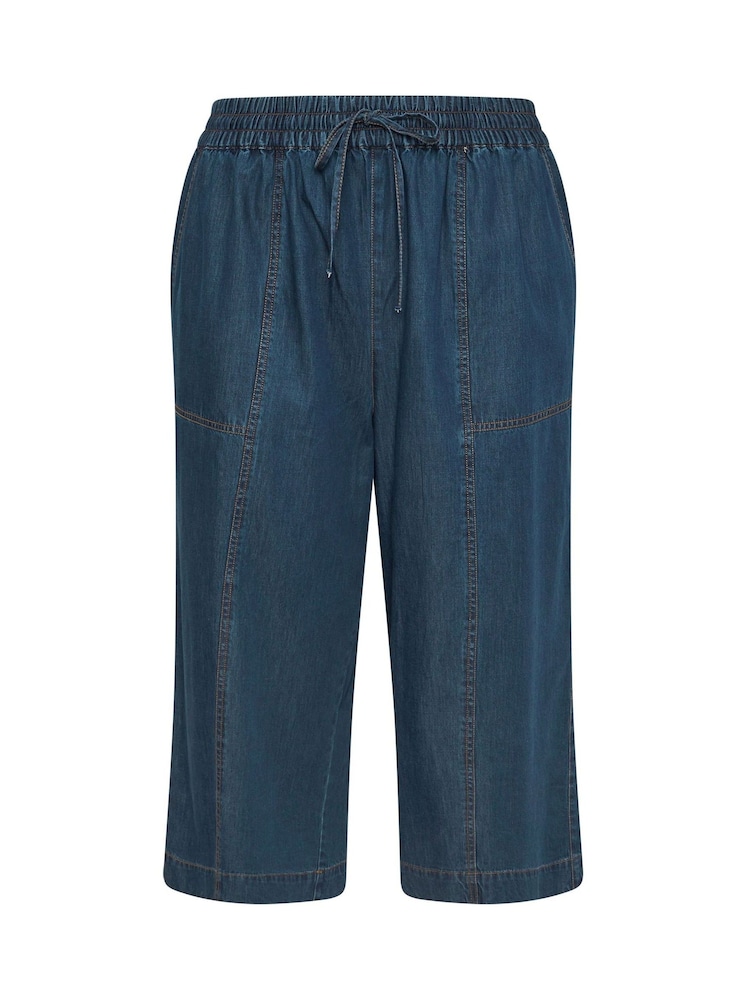 Evans Blue Cropped Wide Leg Pull On Trousers - Image 5 of 5 Evans Blue Cropped Wide Leg Pull On Trousers - Image 5 of 5
