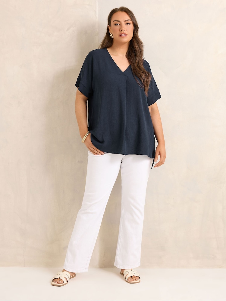 Evans Blue Short Sleeve Notch Neck Top - Image 2 of 5