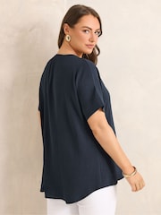 Evans Blue Short Sleeve Notch Neck Top - Image 3 of 5