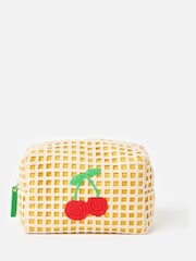 Oliver Bonas Yellow Cherry Crochet Makeup Bag - Image 1 of 6