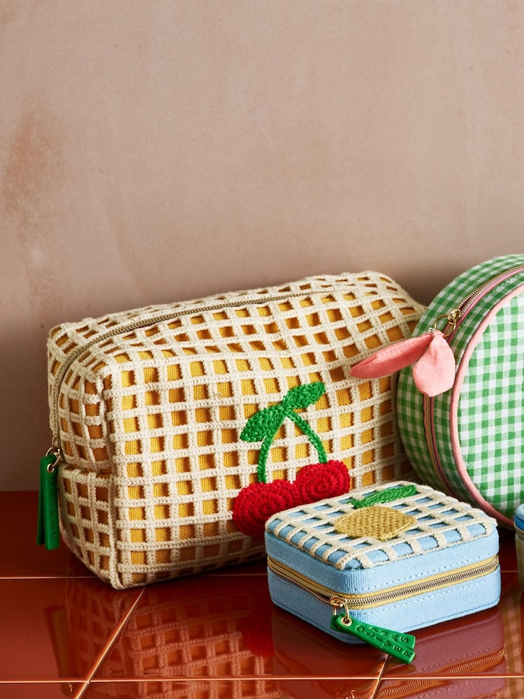 Oliver Bonas Yellow Cherry Crochet Makeup Bag - Image 2 of 6