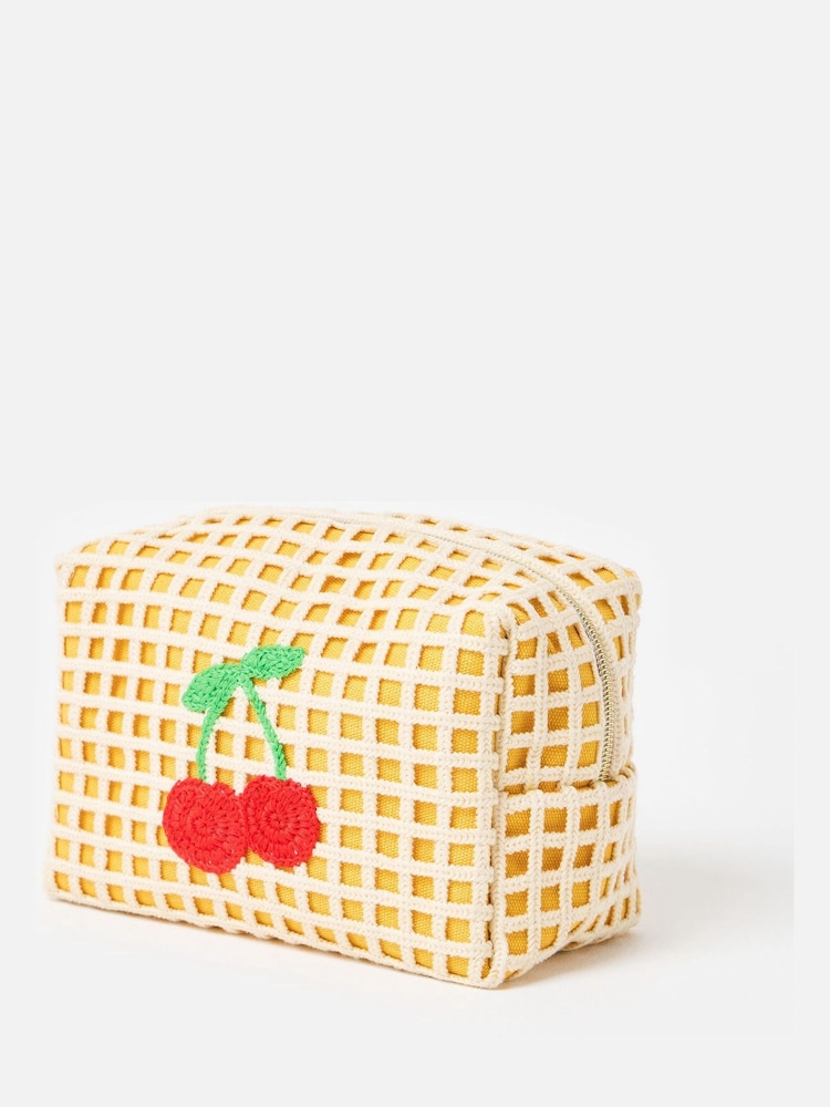Oliver Bonas Yellow Cherry Crochet Makeup Bag - Image 6 of 6