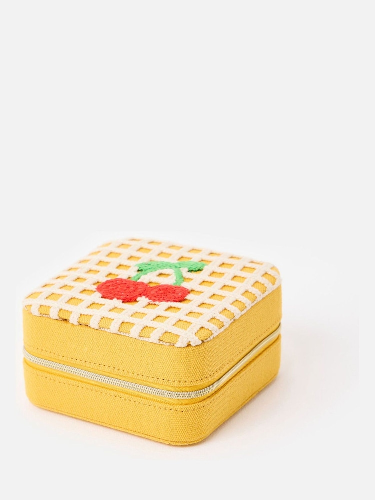 Oliver Bonas Yellow Cherries Crochet Jewellery Box - Image 1 of 6
