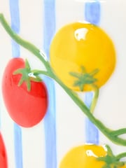 Oliver Bonas Blue Stripe Tomato Ceramic Plant Pot - Image 4 of 5