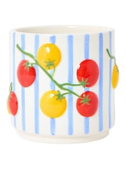 Oliver Bonas Blue Stripe Tomato Ceramic Plant Pot - Image 5 of 5