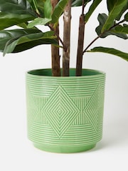 Oliver Bonas Green Punta Ceramic Plant Pot Extra Large - Image 1 of 4