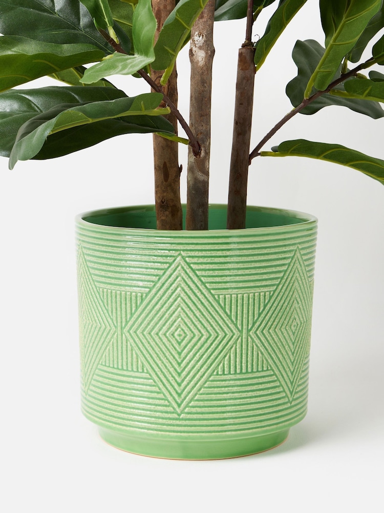 Oliver Bonas Green Punta Ceramic Plant Pot Extra Large - Image 1 of 4