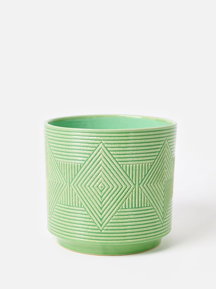 Oliver Bonas Green Punta Ceramic Plant Pot Extra Large - Image 2 of 4