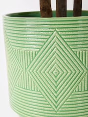 Oliver Bonas Green Punta Ceramic Plant Pot Extra Large - Image 3 of 4