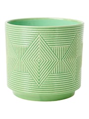 Oliver Bonas Green Punta Ceramic Plant Pot Extra Large - Image 4 of 4