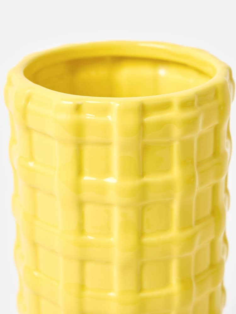 Oliver Bonas Yellow Woven Ceramic Vase - Image 2 of 4