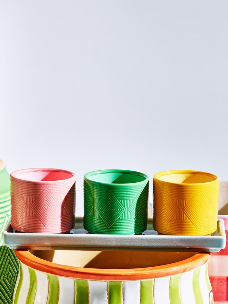 Oliver Bonas Set of 3 Multi Punta Ceramic Plant Pots - Image 2 of 6 Oliver Bonas Set of 3 Multi Punta Ceramic Plant Pots - Image 2 of 6