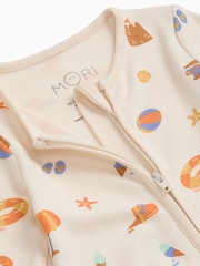 MORI Cream Beach Day Supersoft Two Way Zip-Up Sleepsuit - Image 3 of 3