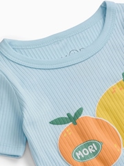 MORI Blue Lemon Lullaby Supersoft Ribbed Short Sleeve Pyjamas - Image 2 of 2