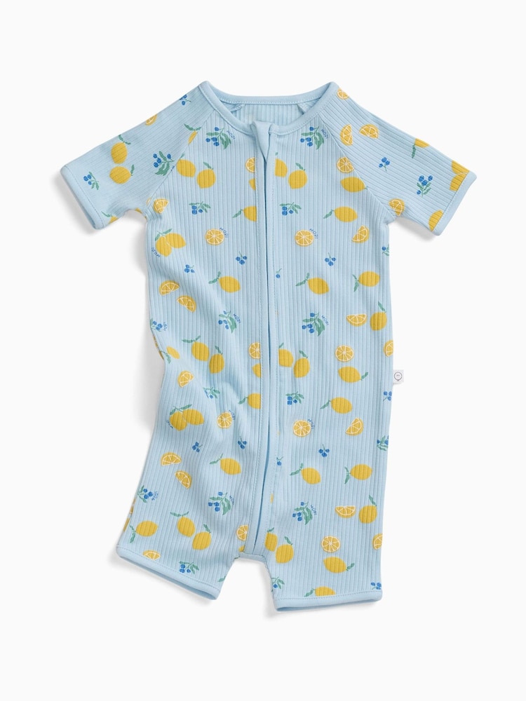 MORI Lemon Lullaby Supersoft Ribbed Summer Zip-Up Romper - Bild 2 von 2 MORI Lemon Lullaby Supersoft Ribbed Summer Zip-Up Romper - Bild 2 von 2
