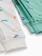 MORI Cream Ocean Dreams Supersoft Two Way Zip Up Sleepsuit 2 Pack - Image 4 of 4