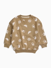 MORI Brown Brunch Club Oversized Placement Print Sweatshirt - Image 6 of 7
