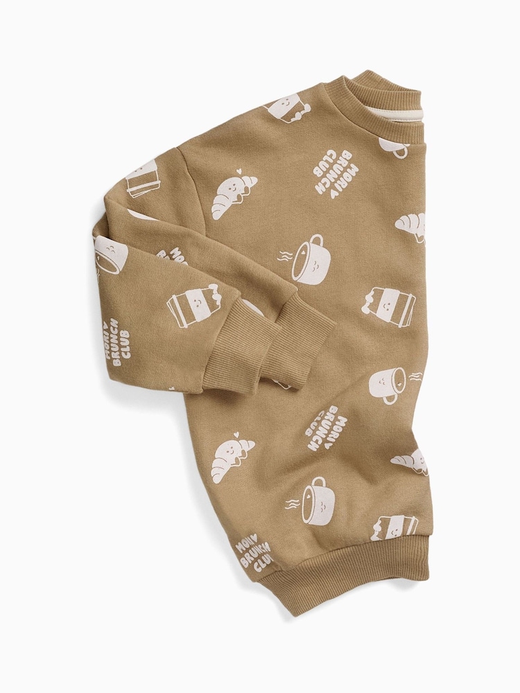 MORI Brown Brunch Club Oversized Placement Print Sweatshirt - Image 7 of 7 MORI Brown Brunch Club Oversized Placement Print Sweatshirt - Image 7 of 7
