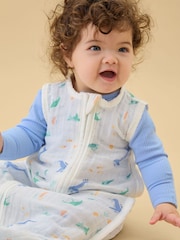 MORI Cream Ocean Print Soft Muslin Front Opening Sleeping Bag 0.5 TOG - Image 2 of 3